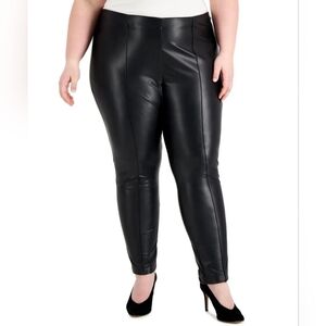 NWT Anne Klein 2X Black Faux Leather Pants